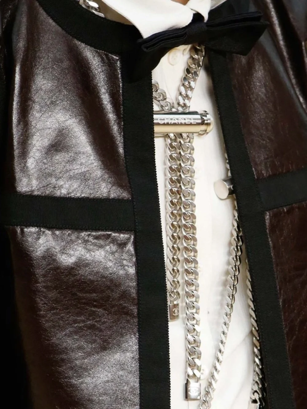 Chanel Chain Link Necklace with Faux pearls